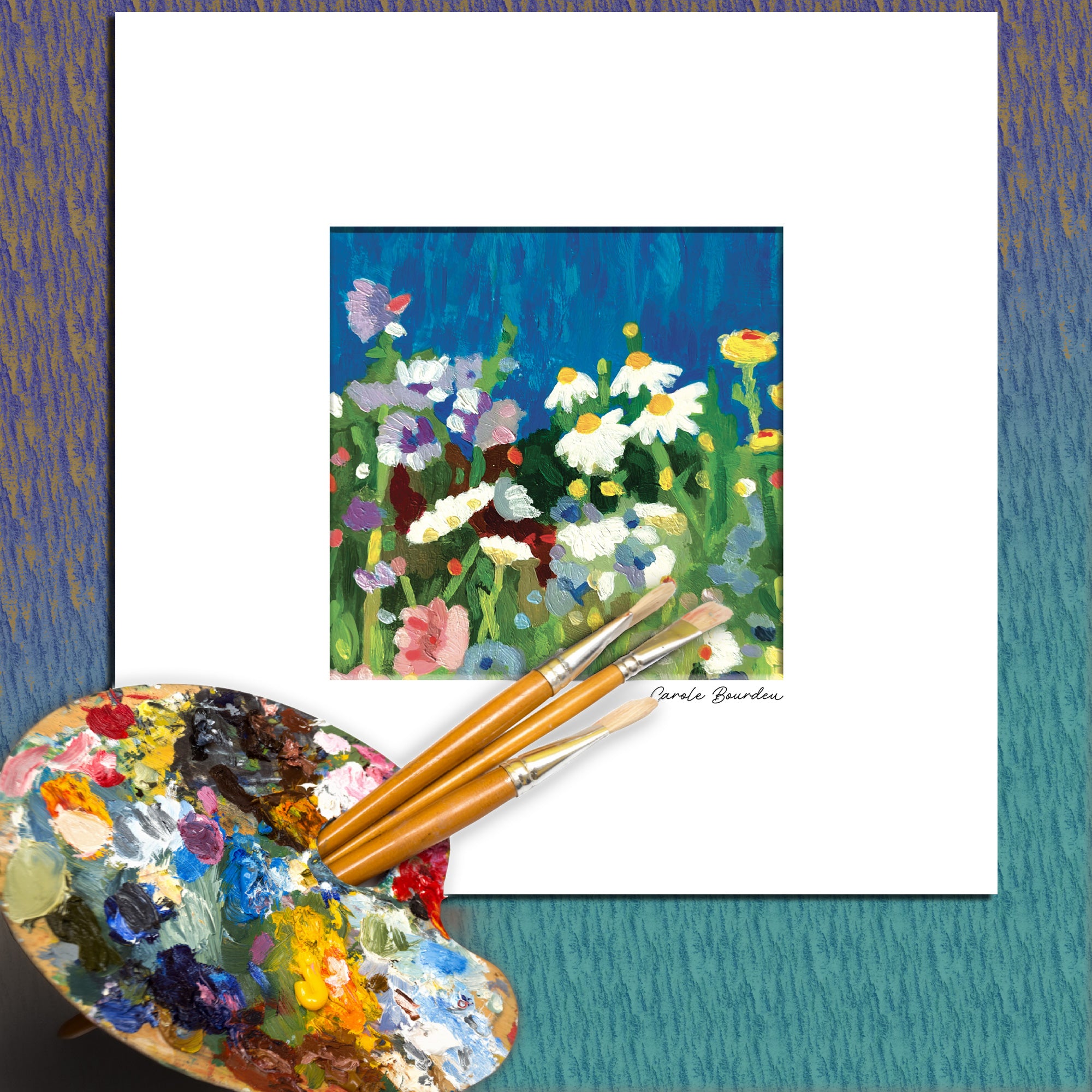 Oeuvre originale signée avec passe-partout 20x20 cm