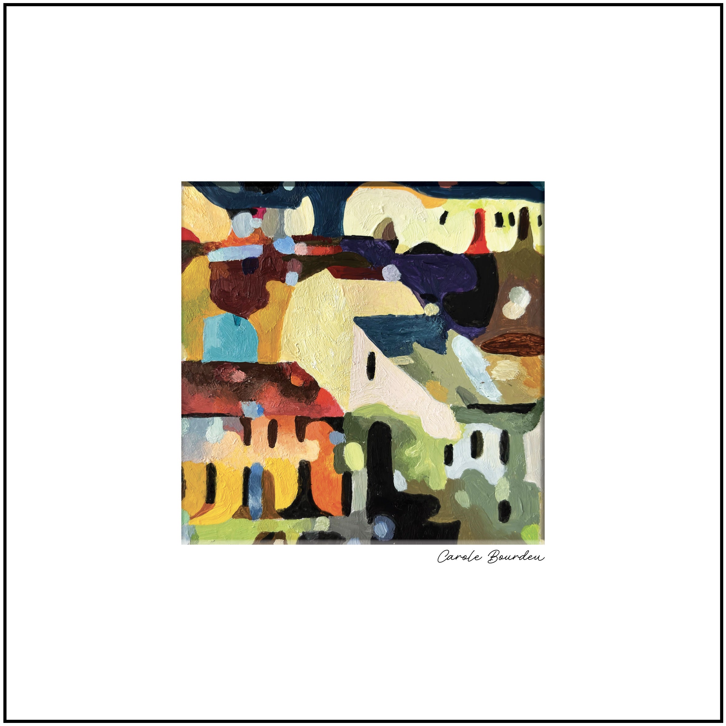 Oeuvre originale signée avec passe-partout 20x20 cm