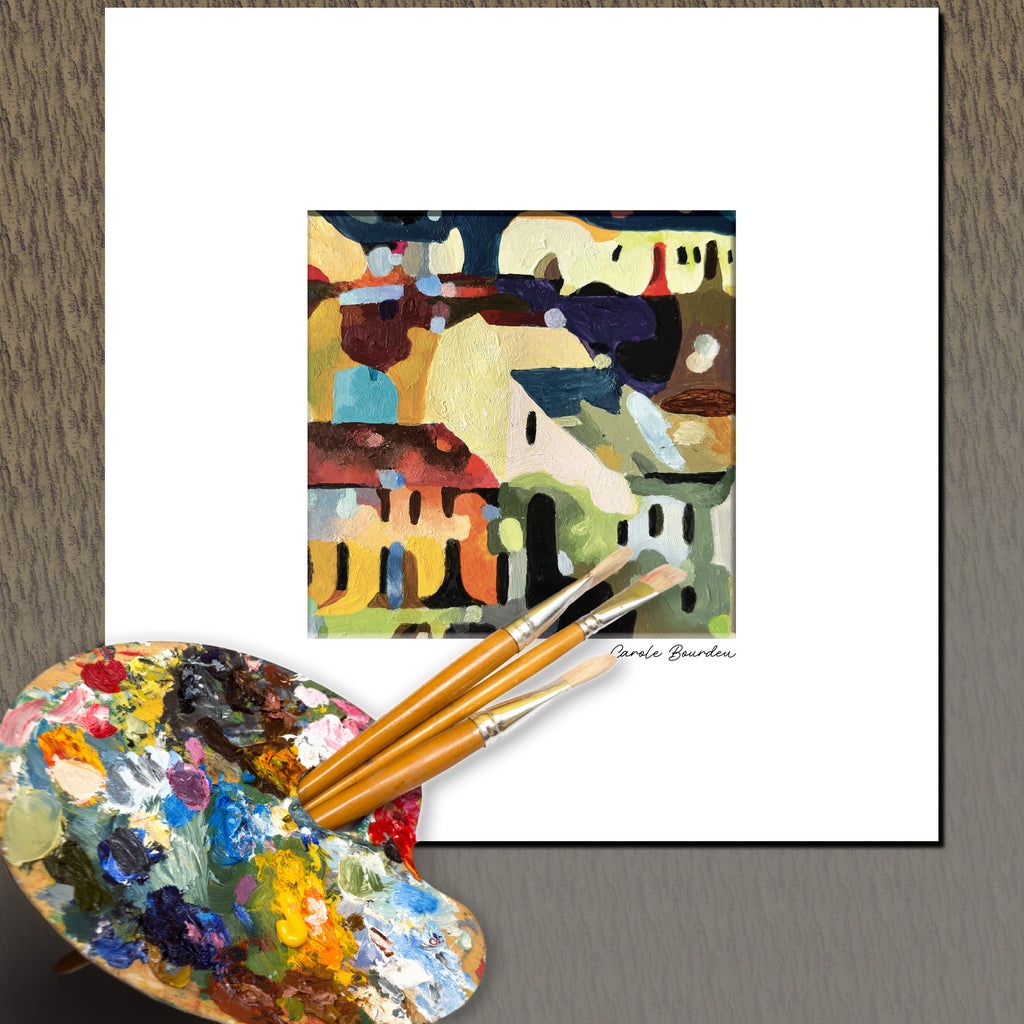 Oeuvre originale signée avec passe-partout 20x20 cm