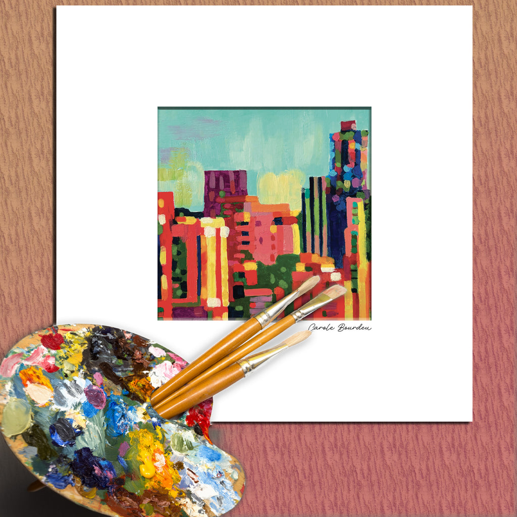 Oeuvre originale signée avec passe-partout 20x20 cm