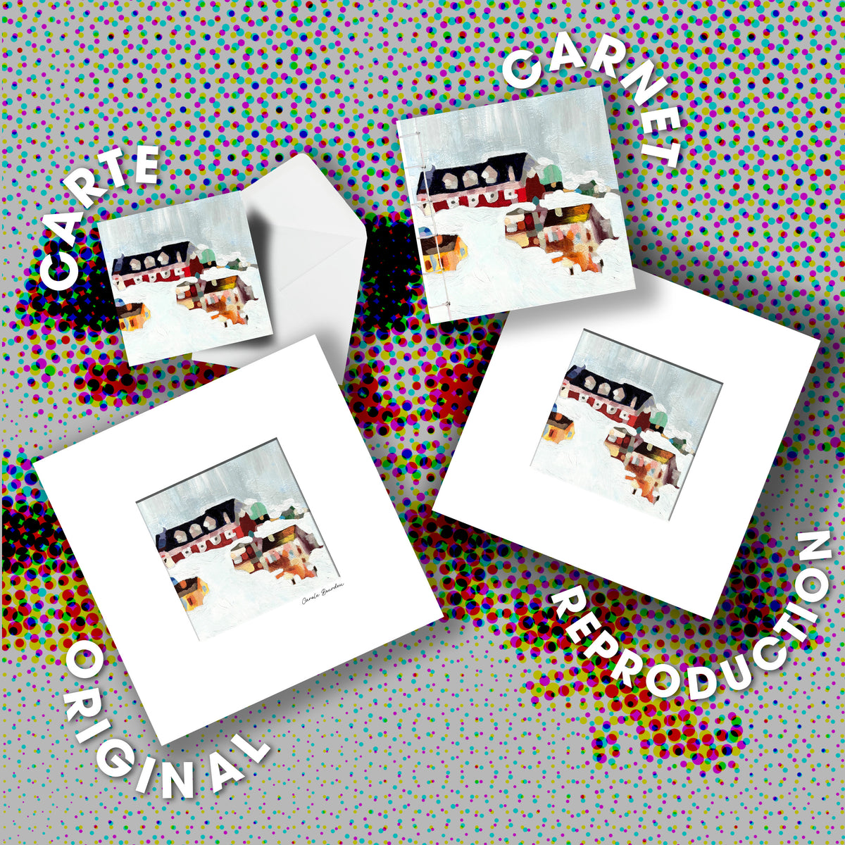 Reproduction oeuvre originale avec passe-partout 20x20 cm