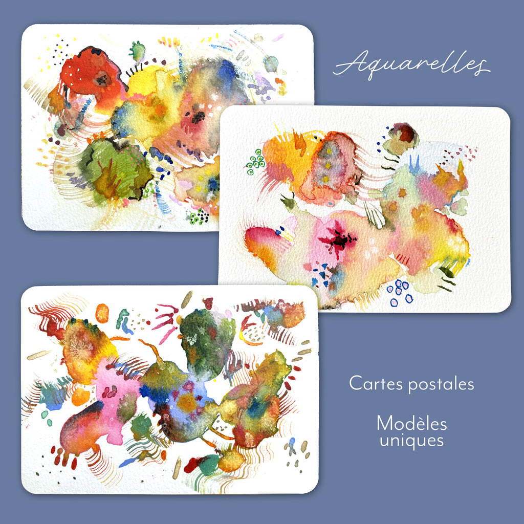Carte postale aquarelle - Modèle original signé avec enveloppe