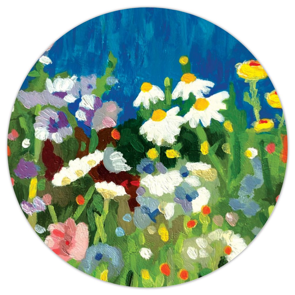 Lot de 3 cartes et 3 stickers Fleurs1